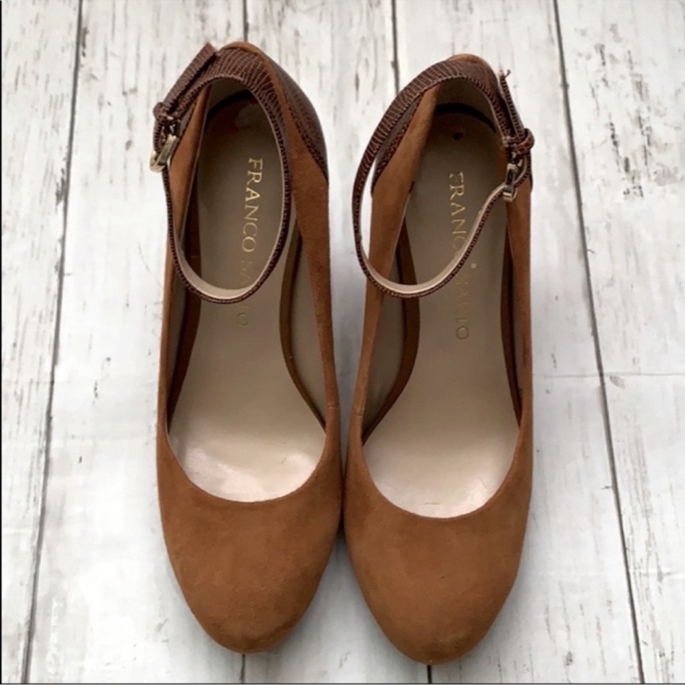 Franco Sarto Denise Suede Pumps Block Heel Hidden Platform - Picture 8 of 8